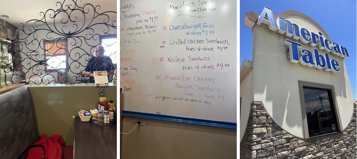 American Table Family Restaurant of Vincennes Menu
